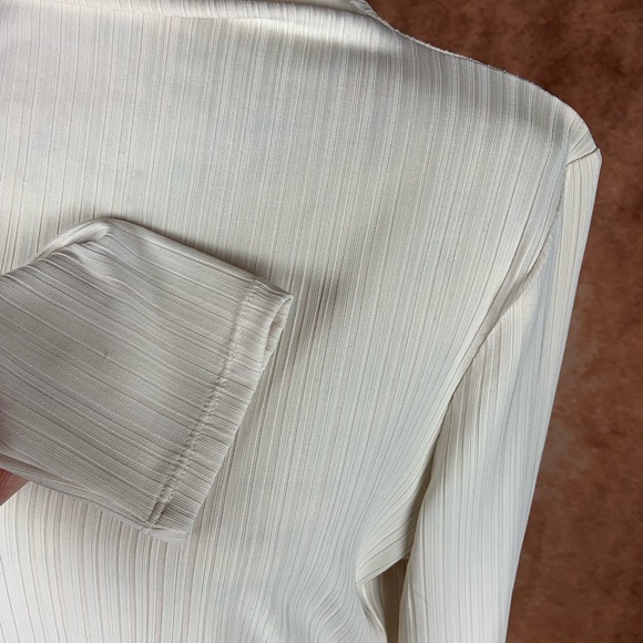 Future Collective Reese Blutstein Long Sleeved Mock Neck Ivory Textured Shirt - Picture 5 of 6